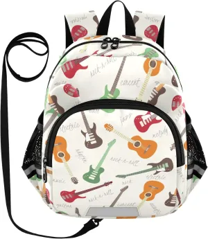 Plaaee Colorful Guitars Toddler Backpack Harness Leash Kids Back Pack Harnesses Leashes Tether for Boys Girls Outdoor Travel M