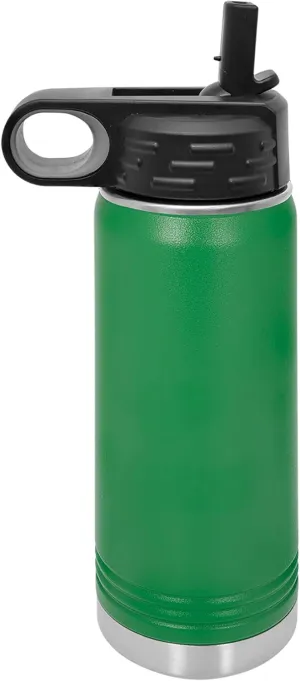 Polar Camel 20 oz Stainless Steel Water Bottle with Flip Top Lid and Straw (Green)