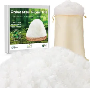 Polyfill Stuffing, 1.1 LB Premium Polyester Fiber Fill, Plant Fiber Filling with Certificate for Couch, Plush Pillows, Cushion, Stuffed Animals, Cloud Decorations, Machine Washable