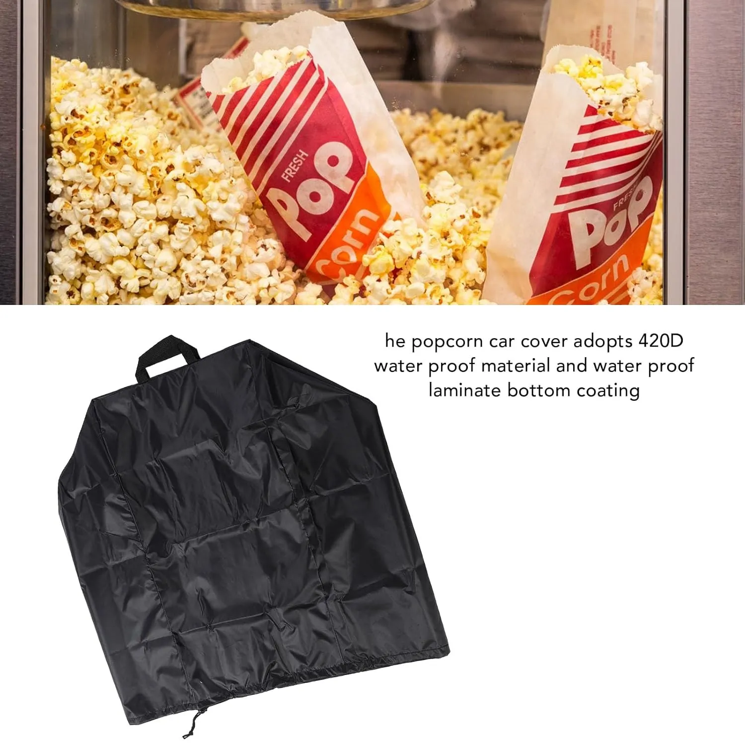 Popcorn Cart Cover, Water Proof 420D Popcorn Machine Cover, dust Proof Protective Pop Corn Maker Cart Covers with Storage Bag and Adjustable Drawstring (21 * 18 * 25inch)