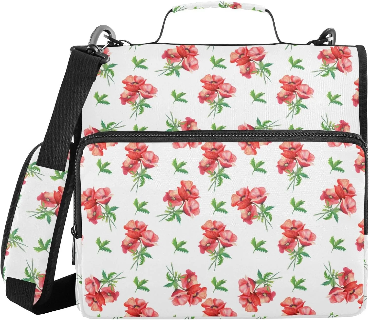 Poppies Binder Bag Stems 3 Ring Binder Trapper Keeper Zipper Binders Organizer for Office
