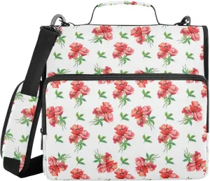 Poppies Binder Bag Stems 3 Ring Binder Trapper Keeper Zipper Binders Organizer for Office