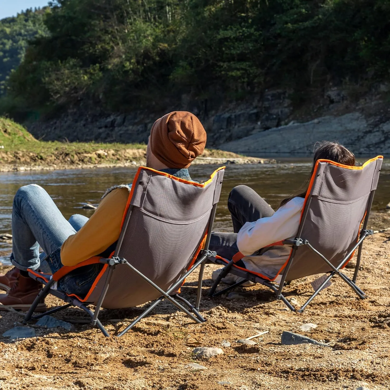 PORTAL Beach Chairs for Adults Camping Low Lightweight Portable Chair with Cup Holder Mesh Back Carry Bag for Outdoor Sand Lawn Travel Picnic Festival Concert, 350LBS