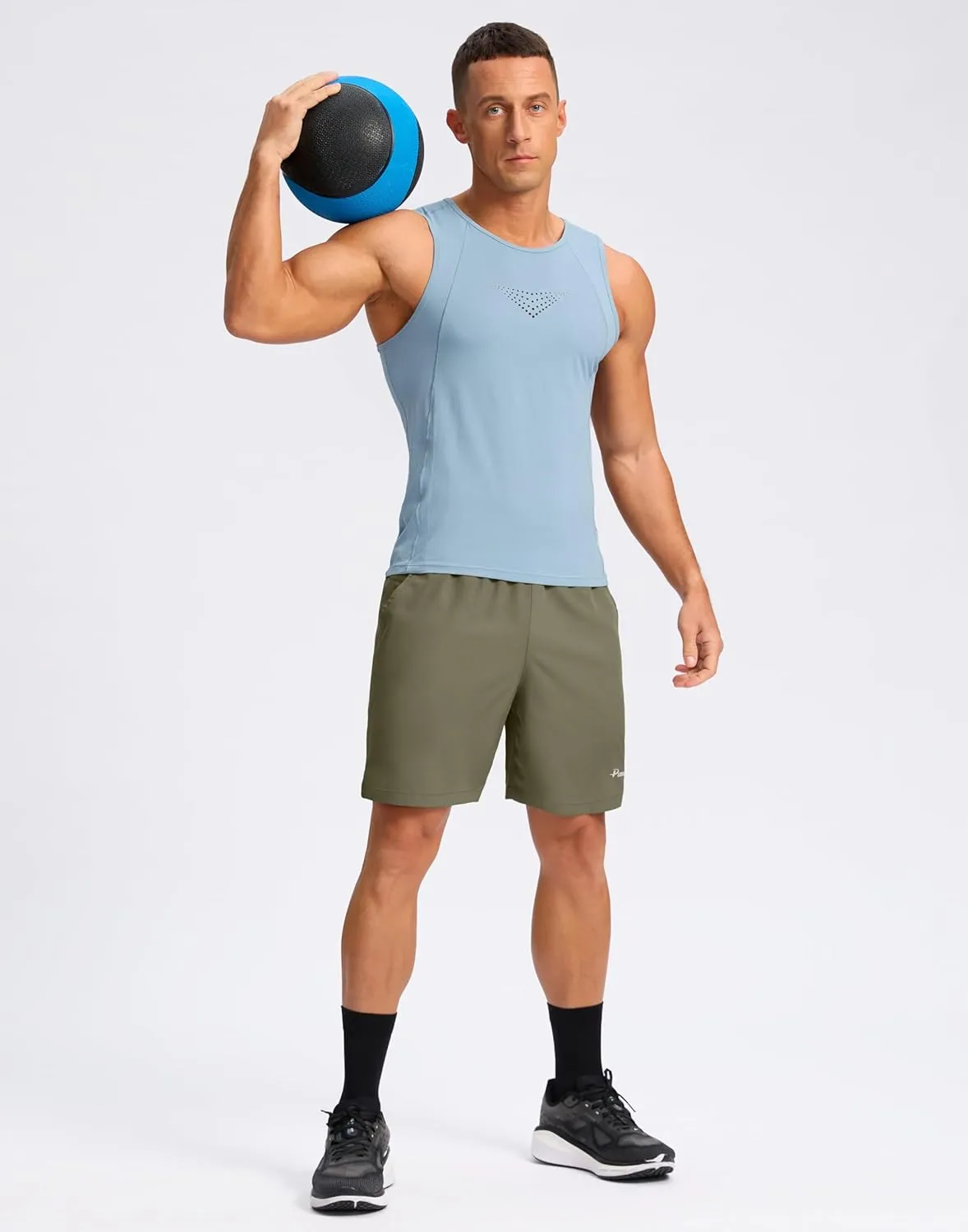 Pudolla Men's 7" Gym Workout Shorts with Zipper Pockets Lightweight Quick Dry Running Athletic Shorts for Men