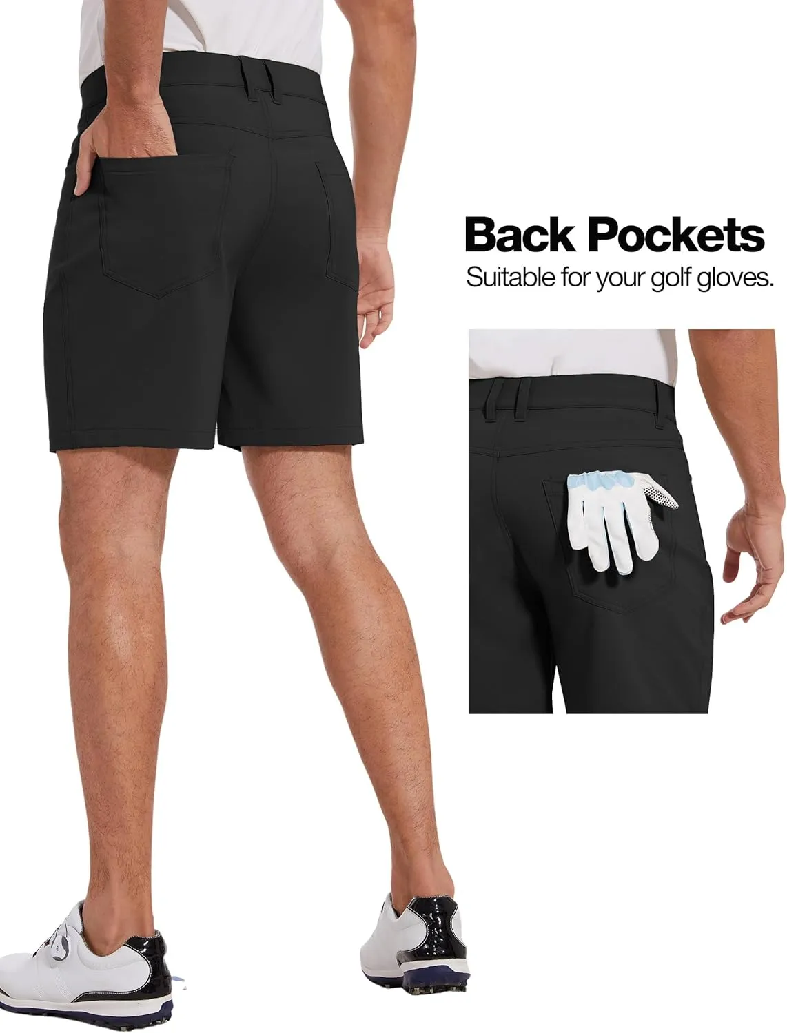 PULI Golf Shorts Men Stretch Dress Lightweight Travel Relax Fit Casual Waterproof Quick Dry Summer Shorts 7 Inch Inseam