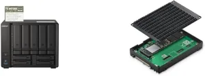 QNAP 9-Bay NAS with 10GbE, M.2 PCIe 4.0 to U.2 PCIe NVMe SSD Adapter, AMD Ryzen V1500B Quad-Core 2.2GHz 32GB RAM