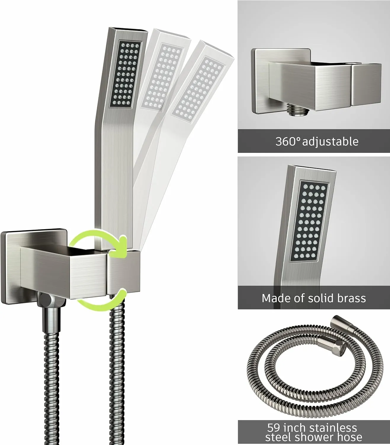 Rain Shower System High Pressure Shower Head 10 inch with Tub Spout,Wall Mounted Waterfall Bathroom Shower Faucet Sets Complete with Handheld Spray,Shower Valve and Trim kit,Brushed Nickel