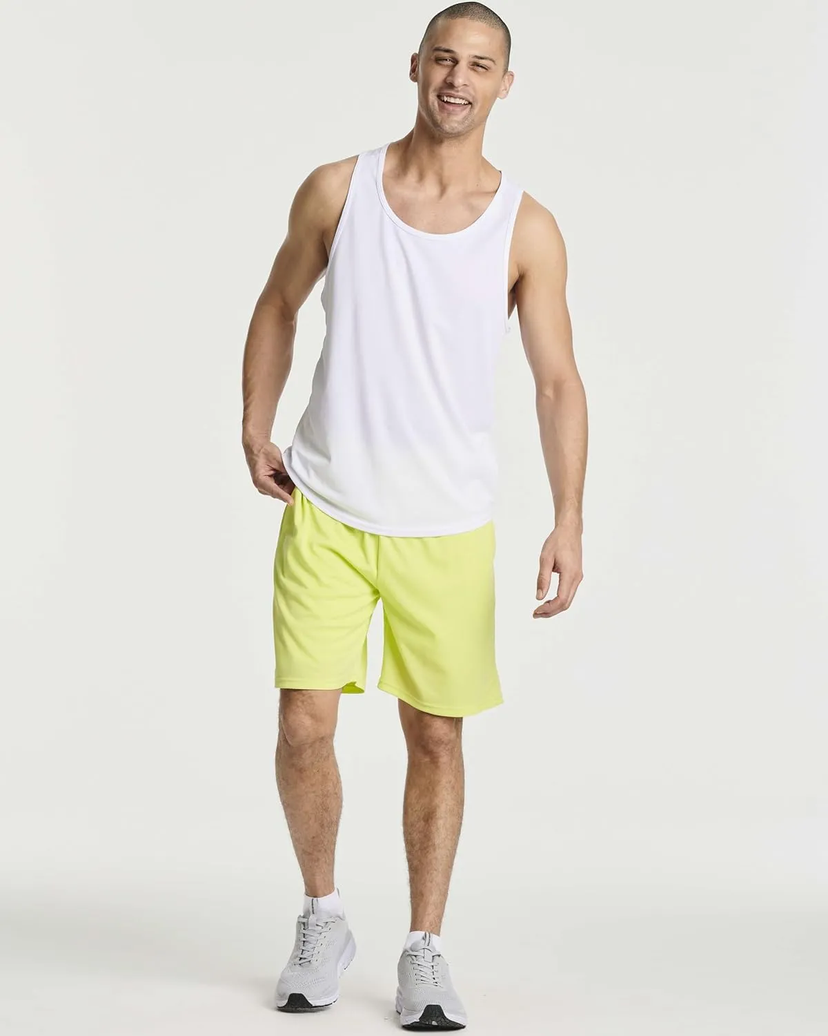 Real Essentials 3 Pack: Men's 2 in 1 Mesh 7" Running Workout Gym Shorts with Compression Liner (Available in Big & Tall)