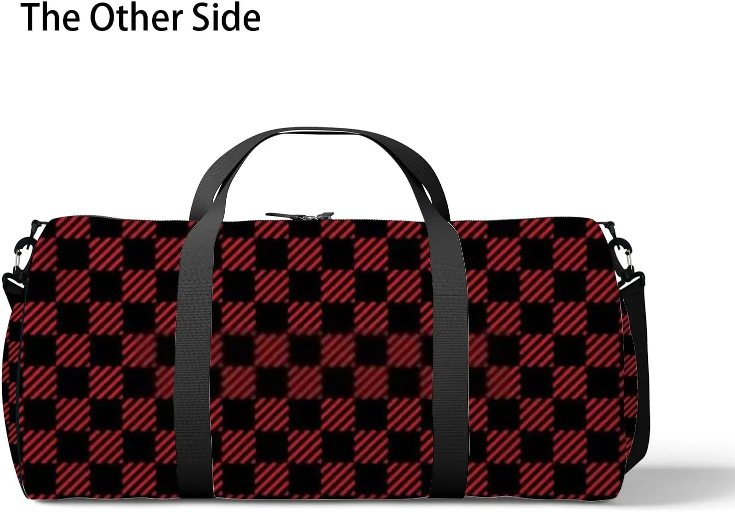 Red and Black Lumberjack Buffalo Plaid Sports Bag Tote Bag Waterproof Gym Bag with Shoulder Strap Zipper 2 Side Pockets for Men and Women, Travel and Storage Shoulder Bag.