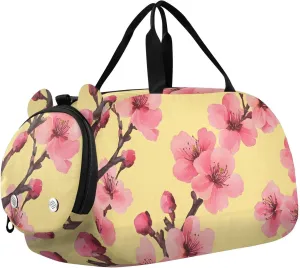 Red Blossom Design Youth Sports Duffel Bag with Ventilated Shoe Compartment|All-Season Lightweight Travel Gym Bag for Girls & Boys|Water-Resistant Gear Bag