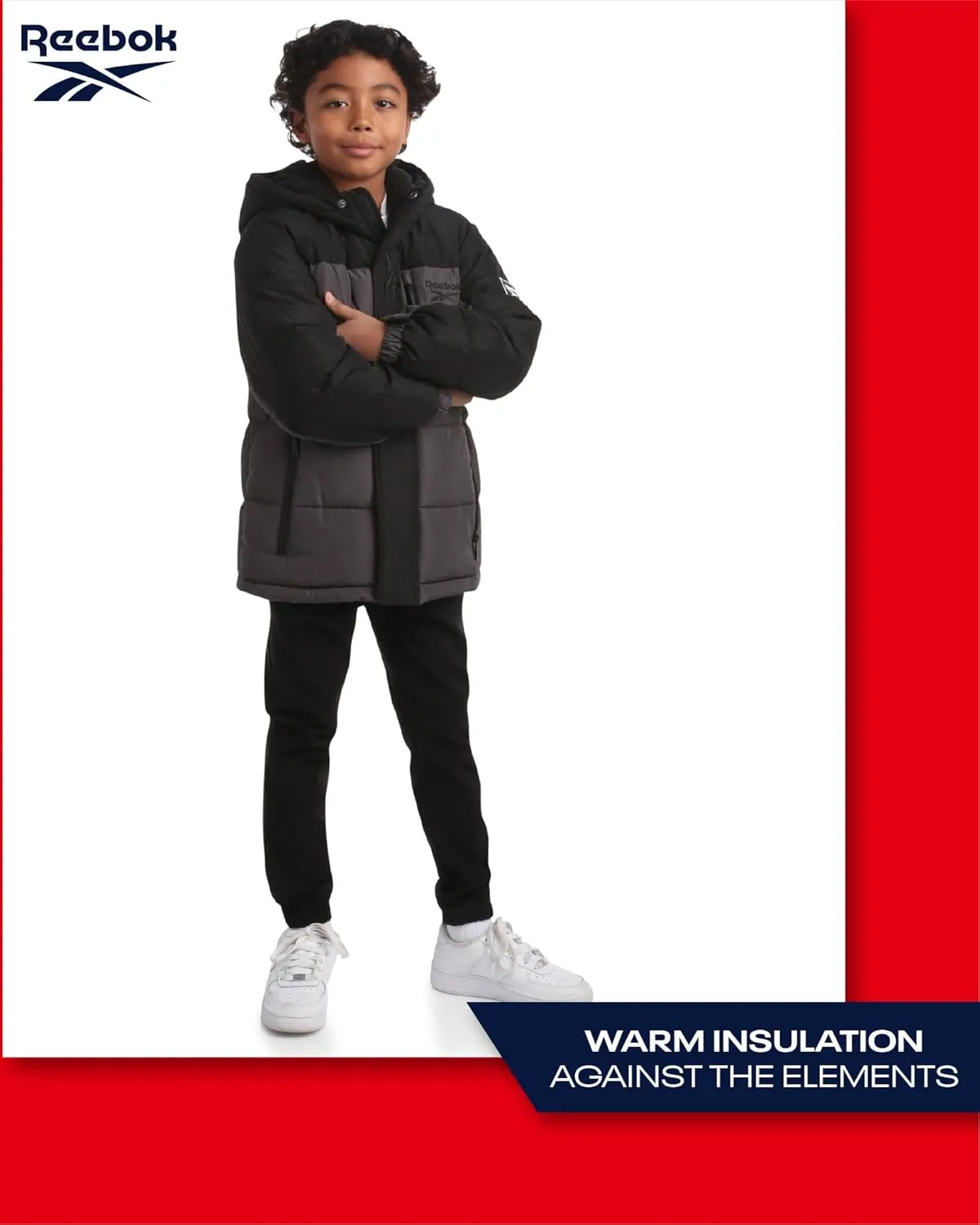 Reebok Boys' Winter Coat - Heavyweight Quilted Puffer Snow Parka - Weather Resistant Ski Jacket for Boys (8-20)
