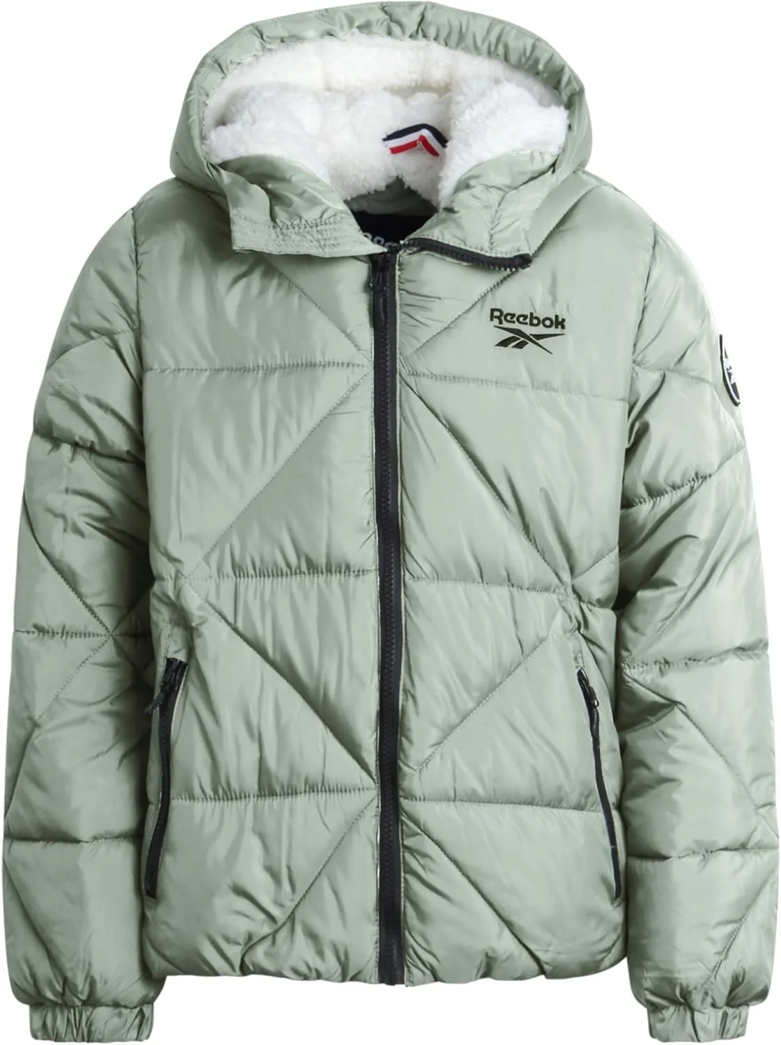 Reebok Girls' Winter Coat - Heavyweight Quilted Sherpa Fur Lined Cropped Puffer Parka - Casual Jacket for Girls (4-16)