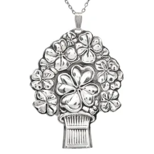 Reed & Barton Four Leaf Clover Basket Sterling Silver Good Luck Whistle Pendant