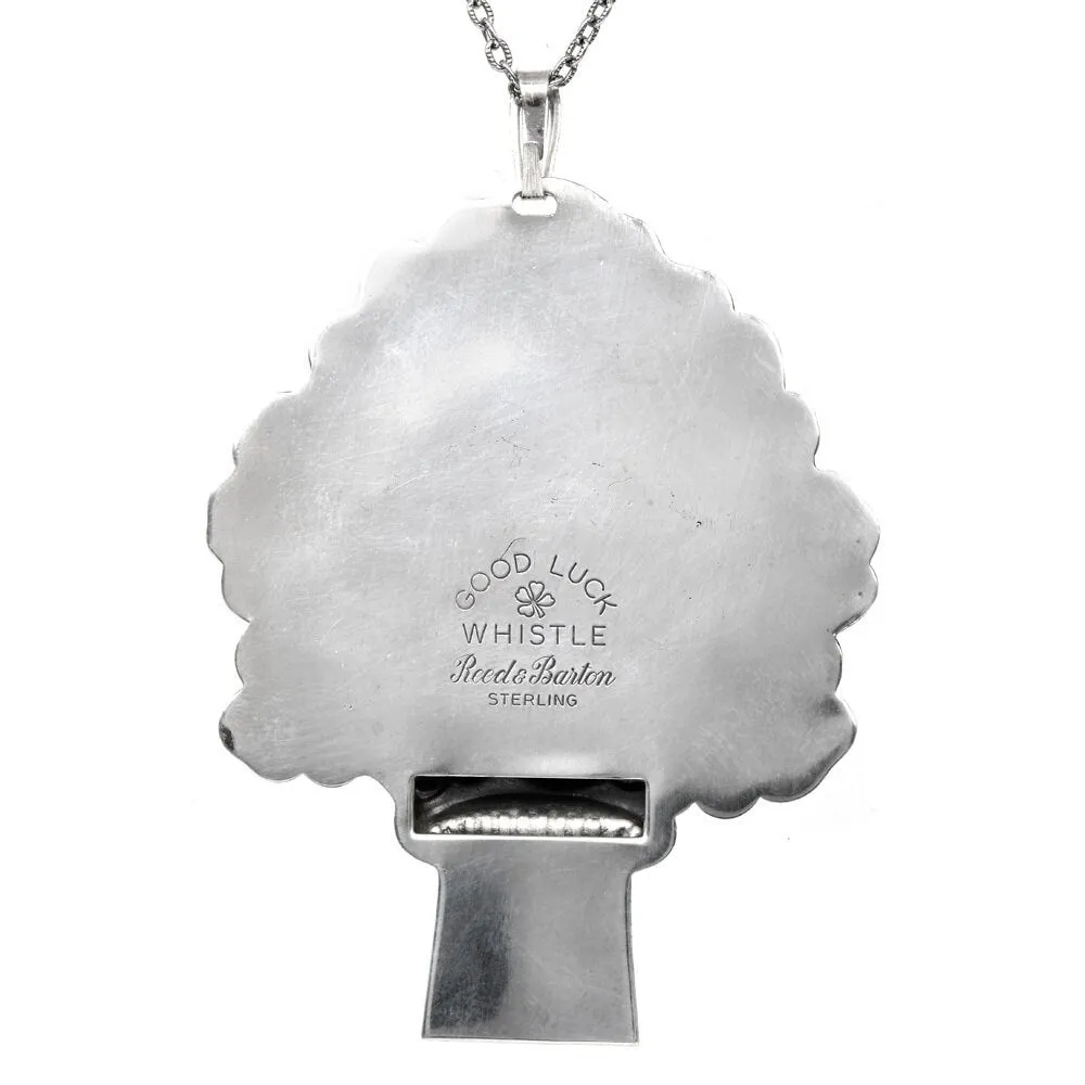 Reed & Barton Four Leaf Clover Basket Sterling Silver Good Luck Whistle Pendant