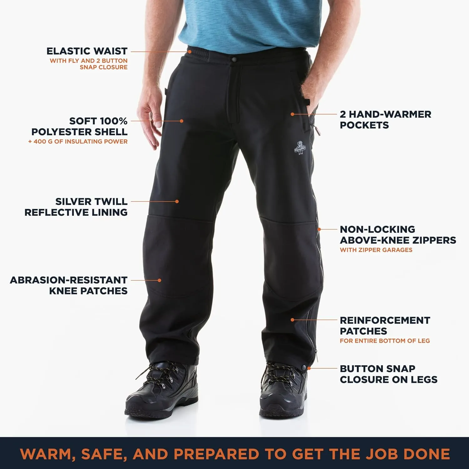 RefrigiWear Water-Resistant Warm Insulated Softshell Pants -20F Protection