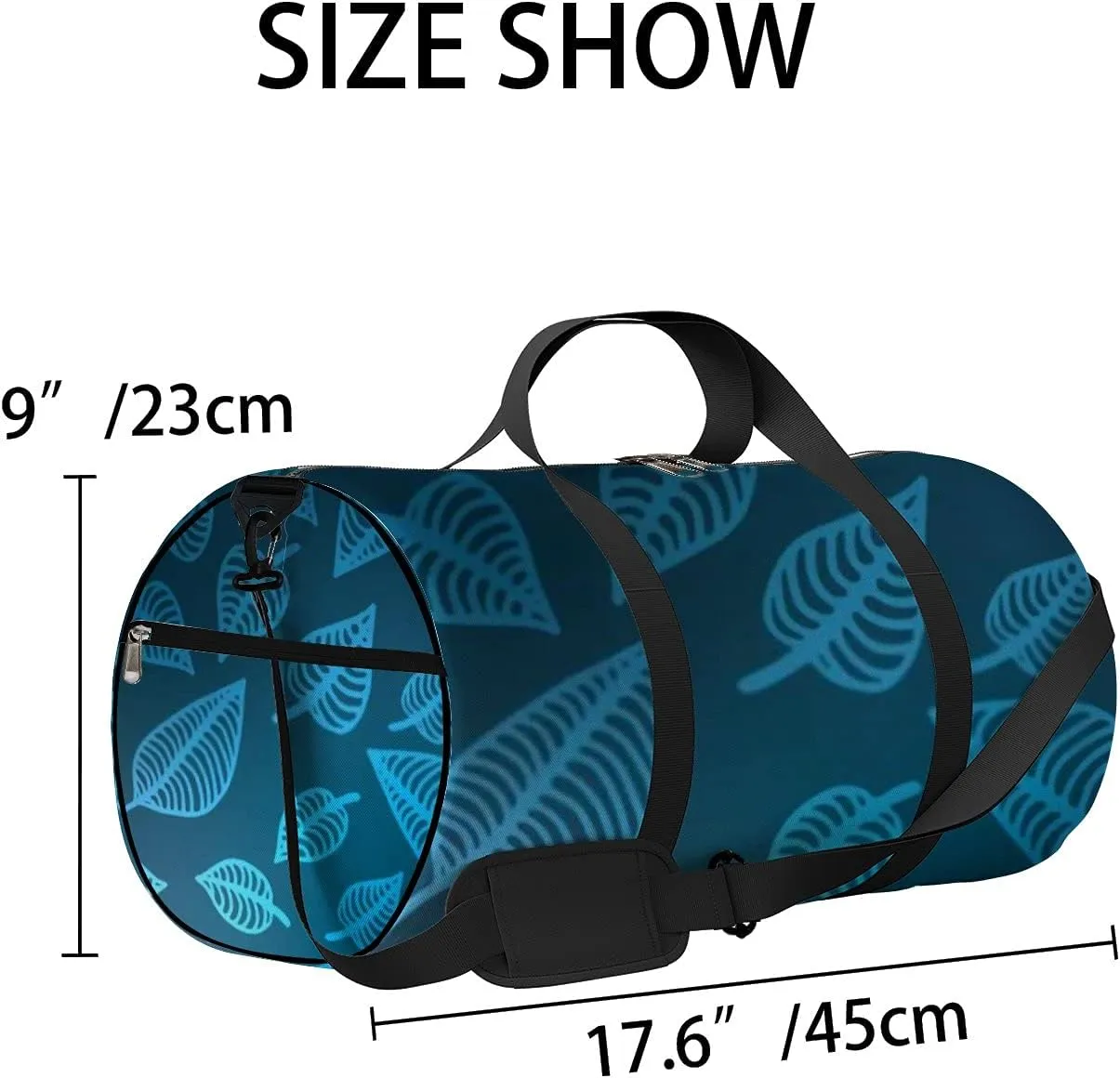 Retro Navy Blue Oriental Natural Texture Sports Bag Tote Bag Waterproof Gym Bag with Shoulder Strap Zipper 2 Side Pockets for Men and Women, Travel and Storage Shoulder Bag.