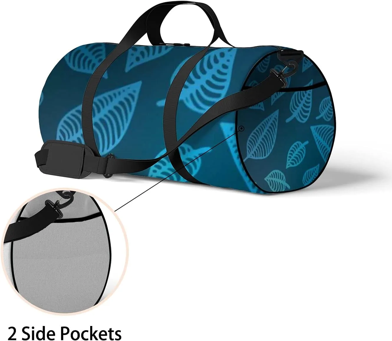Retro Navy Blue Oriental Natural Texture Sports Bag Tote Bag Waterproof Gym Bag with Shoulder Strap Zipper 2 Side Pockets for Men and Women, Travel and Storage Shoulder Bag.