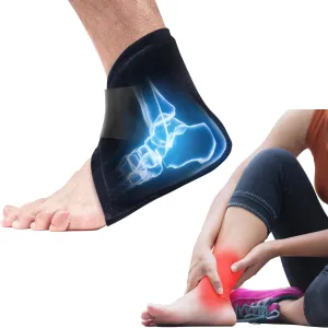 Reusable Ice Pack Wrap for Ankle Injuries - Gel Cold Therapy Compression for Sprained Ankle, Plantar Fasciitis Relief, Swelling, Achilles Tendonitis, Sore Feet & Heel (Black)