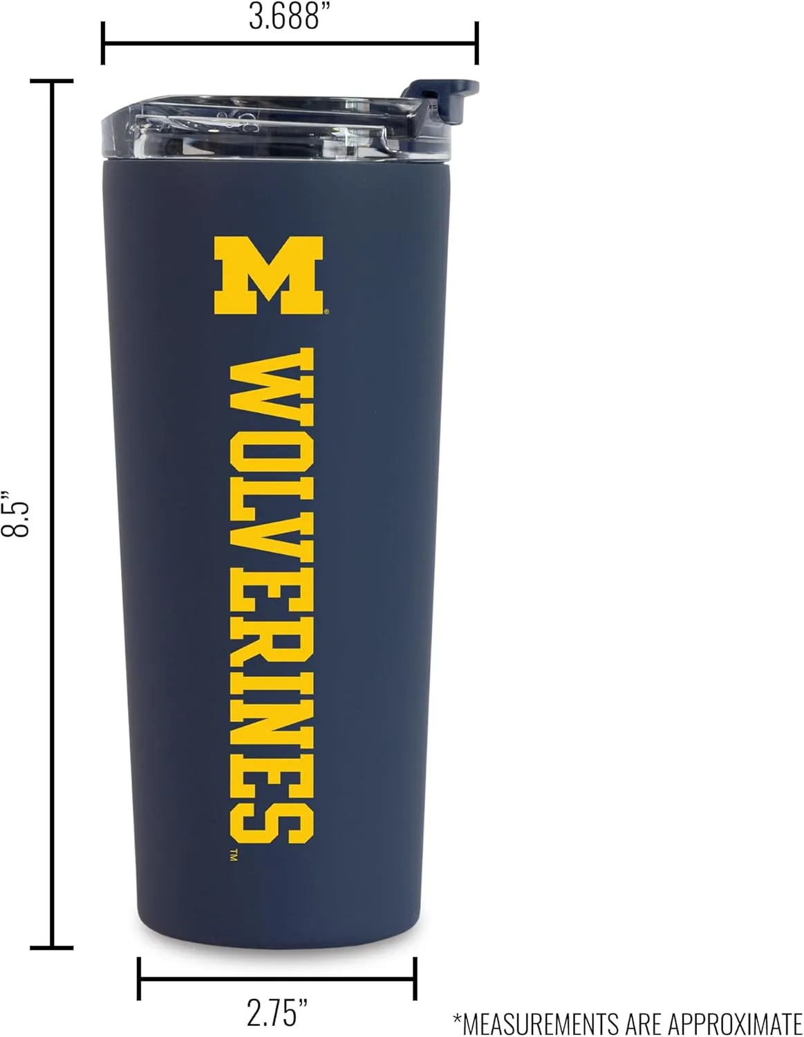 Rico Industries NCAA 24oz Stainless Steel Tumbler with Lid and Dual Functioning Lid (Sip or Use Straw)