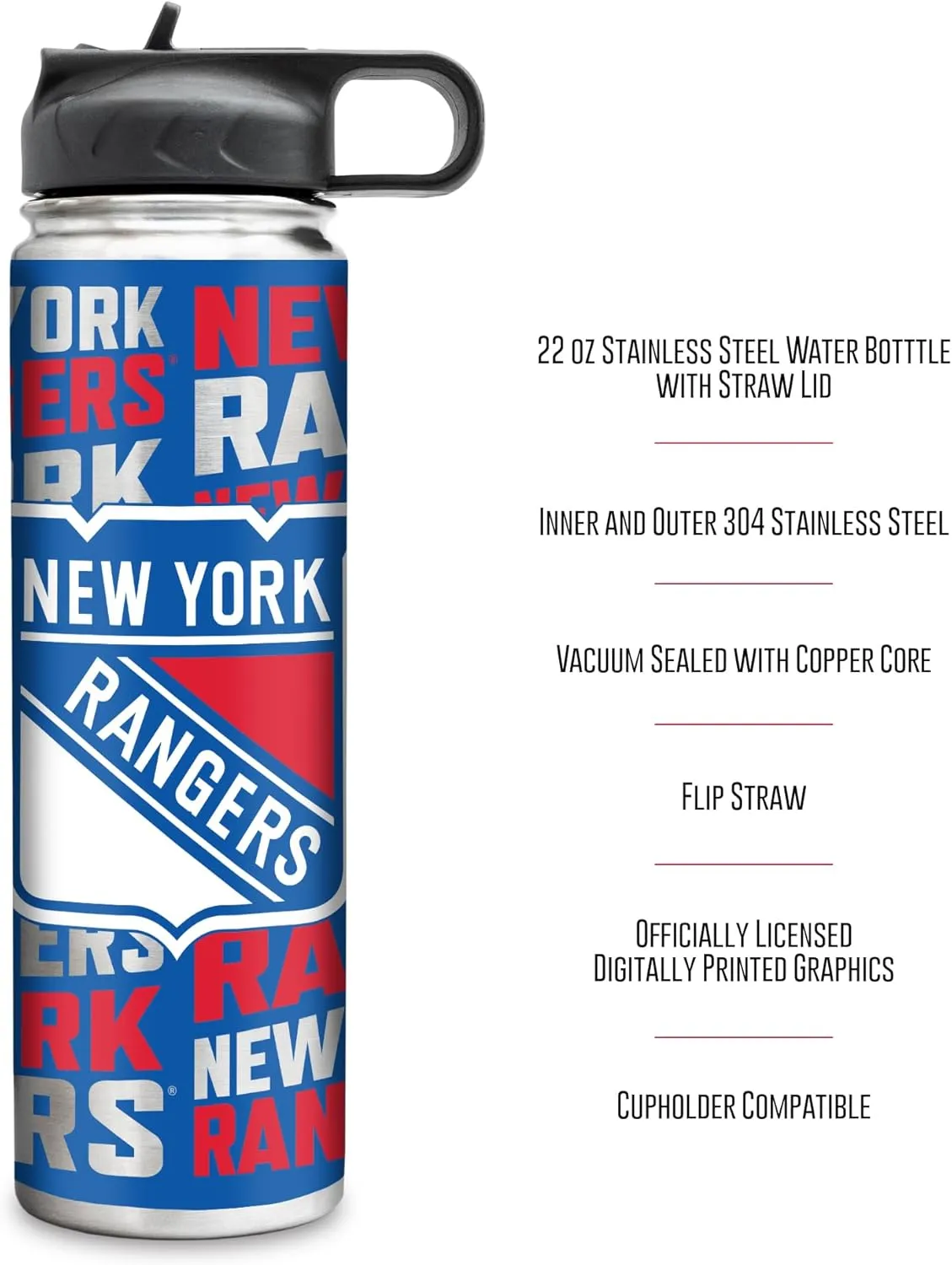 Rico Industries NHL Hockey Stainless Steel Tumbler with Lid - Great For Coffee, Tea, Water or Cocktails