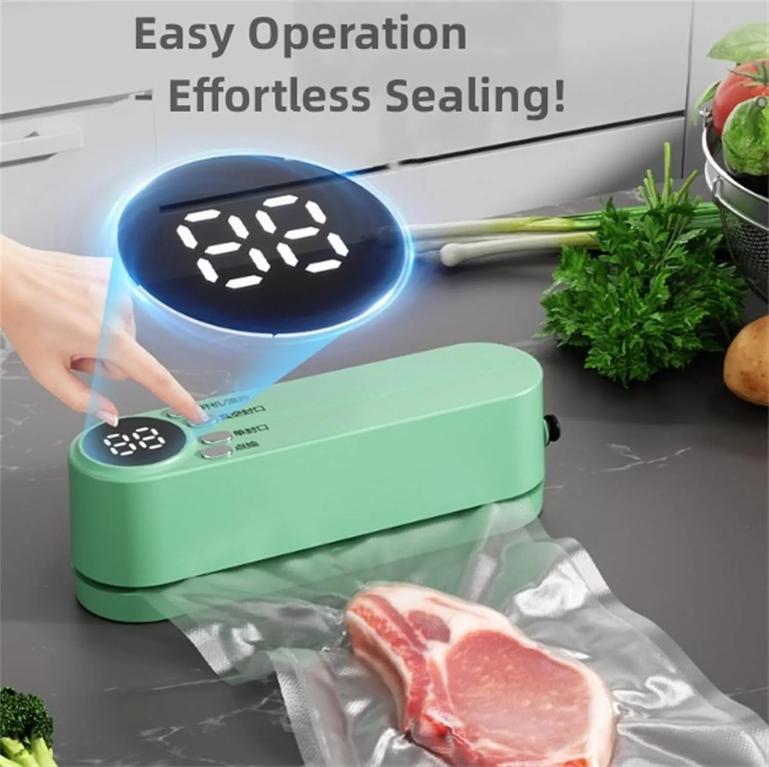 Rightfavour Mini Cordless Vacuum Sealer, Handheld Portable Rechargeable Snack Bag Sealing Machine with Air Pump, for Dry/Moist Food Storage with 10 Compression Bags