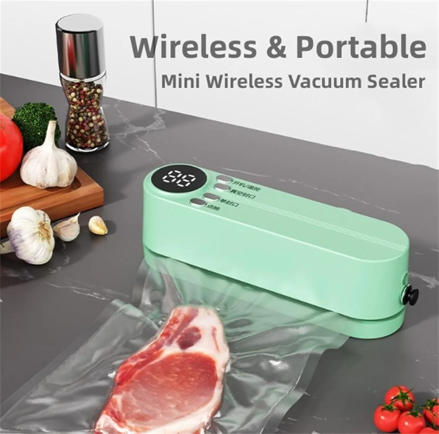 Rightfavour Mini Cordless Vacuum Sealer, Handheld Portable Rechargeable Snack Bag Sealing Machine with Air Pump, for Dry/Moist Food Storage with 10 Compression Bags