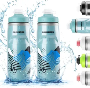 ROCKBROS Bike Water Bottle 21oz Bicycle Water Bottle for 5hrs Insulation Sports Squeeze Water Bottle with Leakproof Design