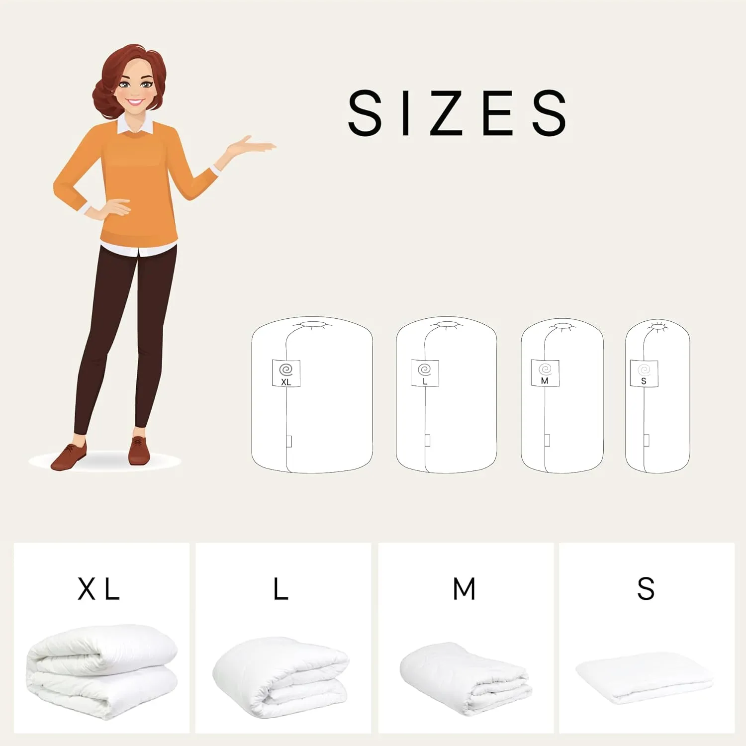 Roll&Stack Storage Bag Organizer, L(58L) X 2, White - Perfect for Comforters, Blankets, Bedding, Bulky Clothes, and Puffer Jackets, Breathable, Dustproof, Washable, and Durable