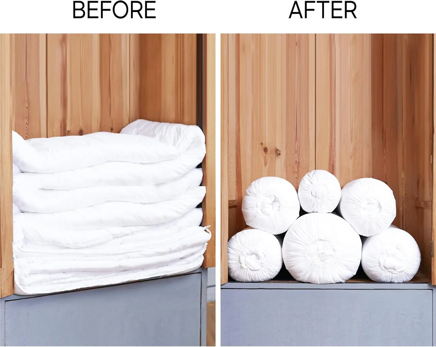 Roll&Stack Storage Bag Organizer, XL(92L) X 2, Blue - Perfect for Comforters, Blankets, Bedding, Bulky Clothes, and Puffer Jackets, Breathable, Dustproof, Washable, and Durable