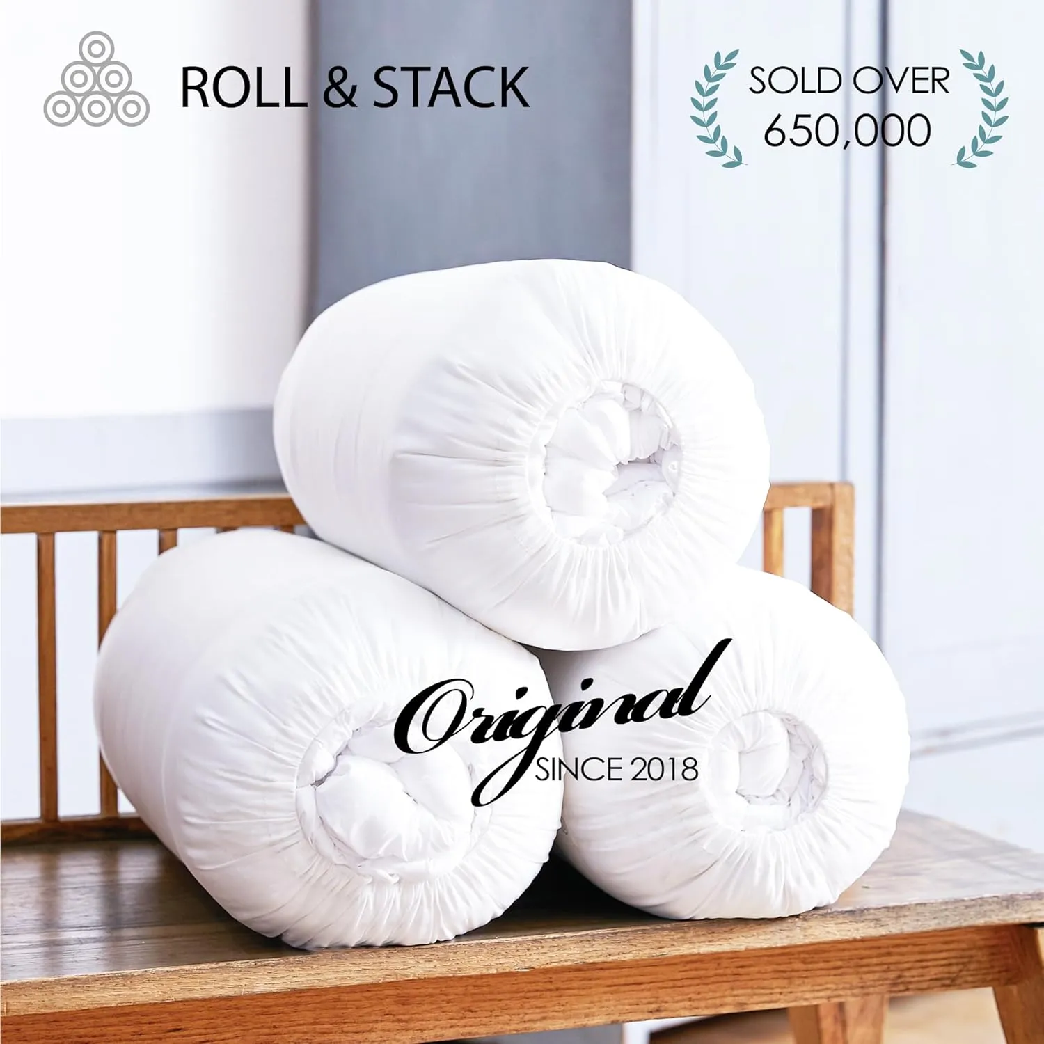 Roll&Stack Storage Bag Organizer, XL(92L) X 2, Blue - Perfect for Comforters, Blankets, Bedding, Bulky Clothes, and Puffer Jackets, Breathable, Dustproof, Washable, and Durable