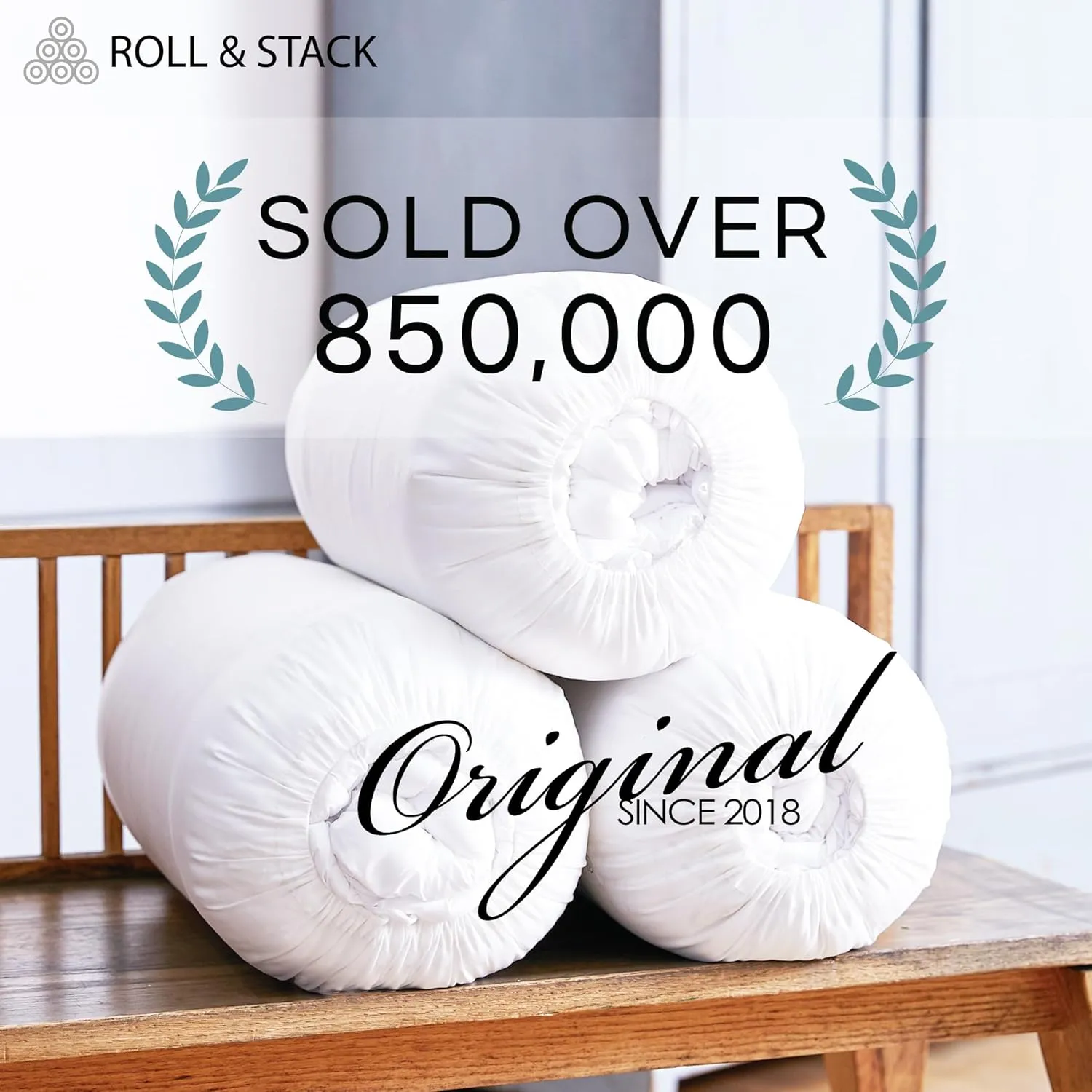 Roll&Stack Storage Bag Organizer, XL(92L) X 2, White - Perfect for Comforters, Blankets, Bedding, Bulky Clothes, and Puffer Jackets, Breathable, Dustproof, Washable, and Durable