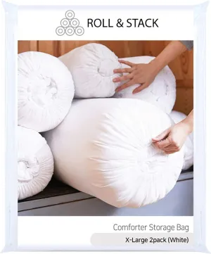 Roll&Stack Storage Bag Organizer, XL(92L) X 2, White - Perfect for Comforters, Blankets, Bedding, Bulky Clothes, and Puffer Jackets, Breathable, Dustproof, Washable, and Durable