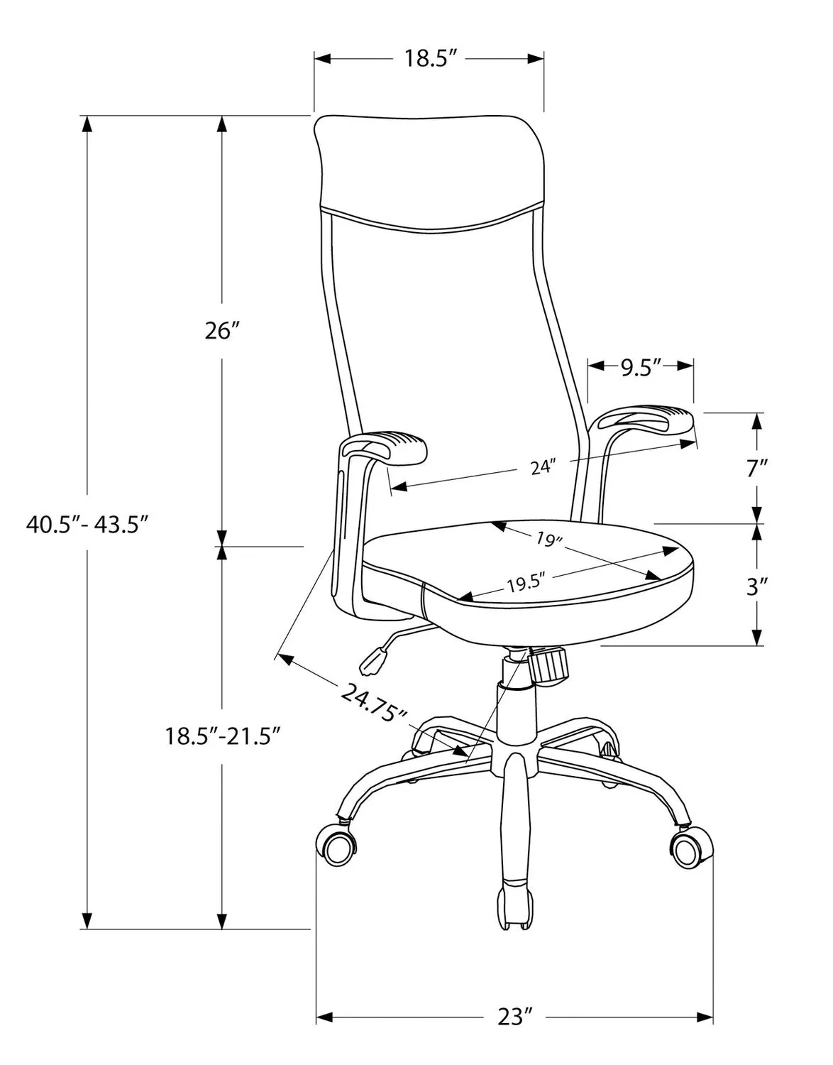 Roman 23" Ergonomically Designed Office Chair - Grey|Chaise de bureau Roman de 23 po à conception ergonomique - grise