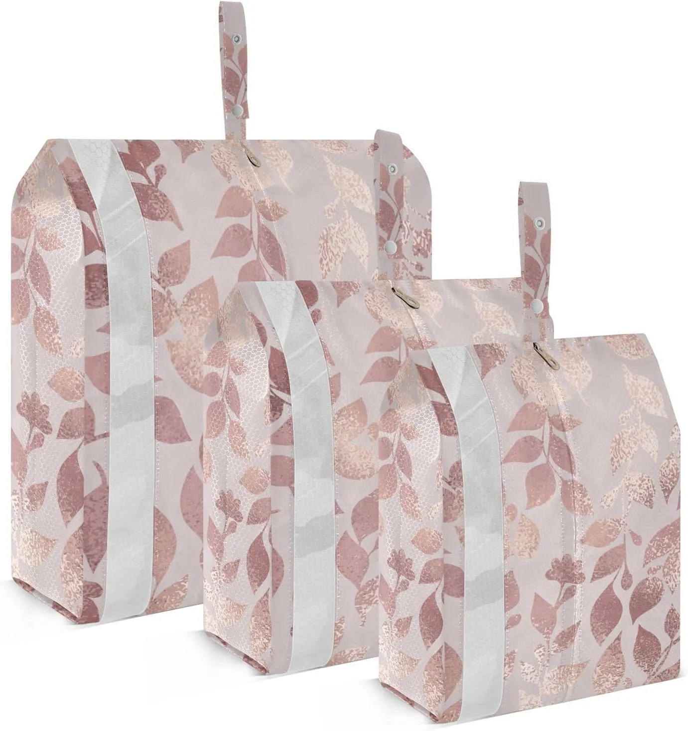 Rose Gold Twig Travel Storage Bag with Lanyard - Portable Lightweight Classified Storage Bag with Zipper, Dust and Waterproof Travel Packing Cube for Suitcase,3 Pieces