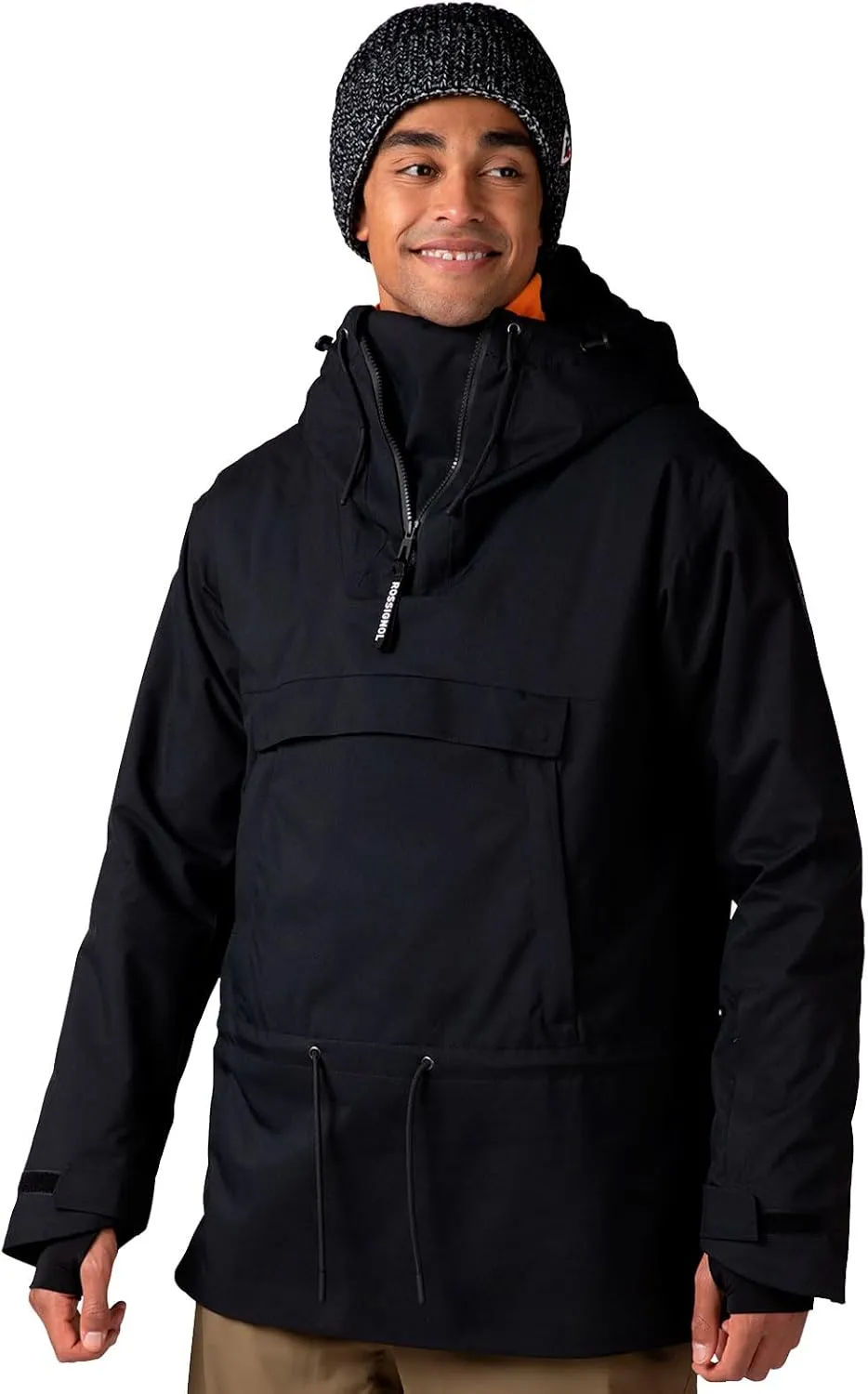 Rossignol Men's Snowboard Anorak Waterproof Windproof Ventilated Relaxed Fit Insulated 1/4 Zip Jacket with Multiple Pockets