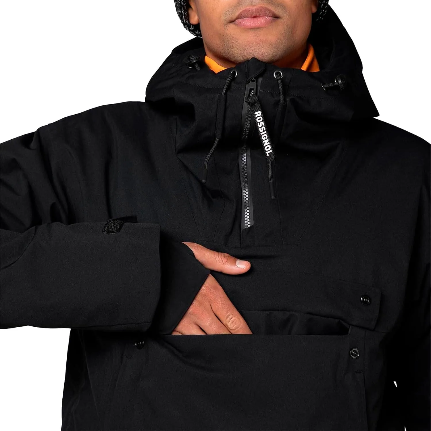 Rossignol Men's Snowboard Anorak Waterproof Windproof Ventilated Relaxed Fit Insulated 1/4 Zip Jacket with Multiple Pockets