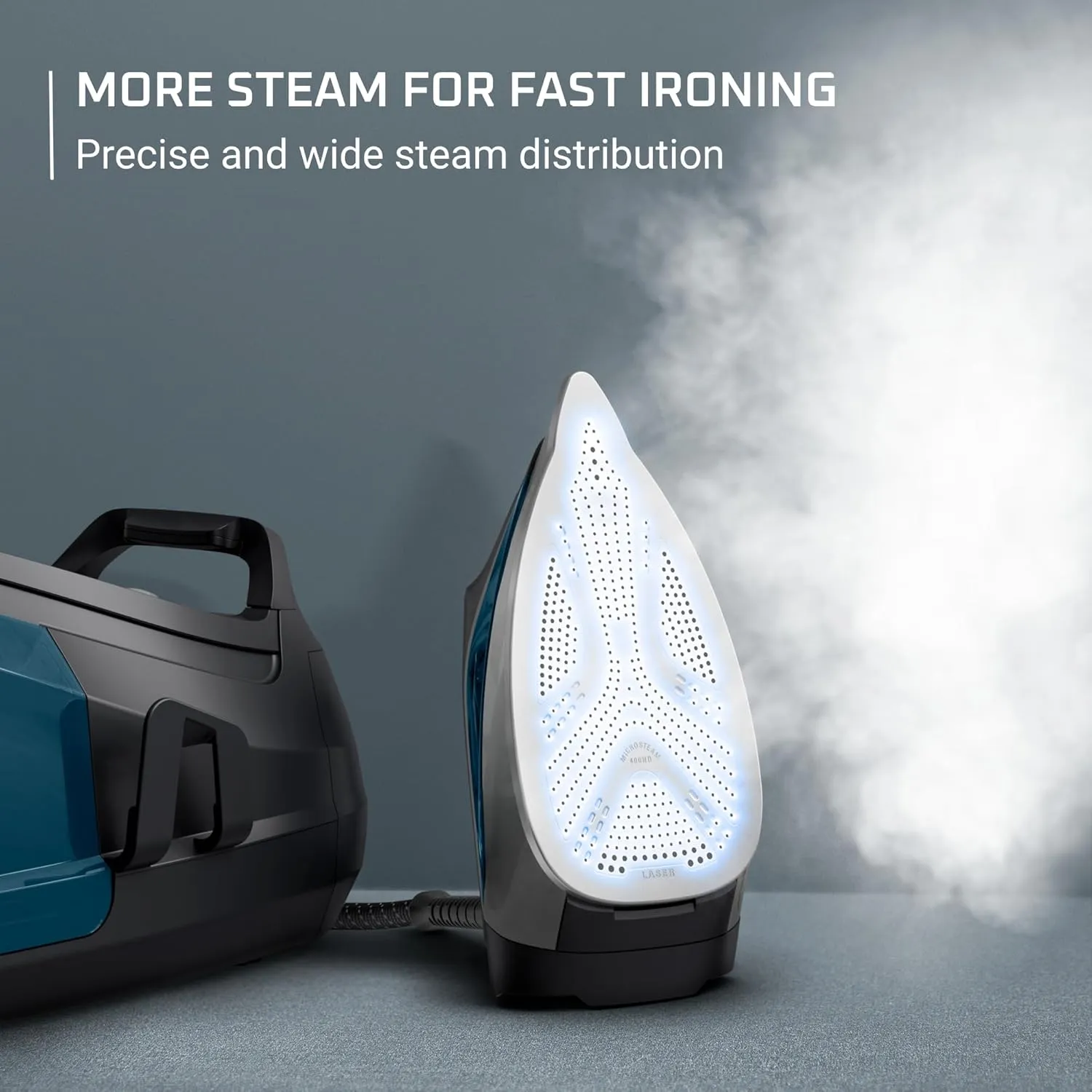Rowenta, Iron, Stainless Steel Soleplate Professional Steam Station for Clothes, 1.1L Removable Tank, Fast Heat Up, 1800 Watts, Blue Clothes Iron, DG8624