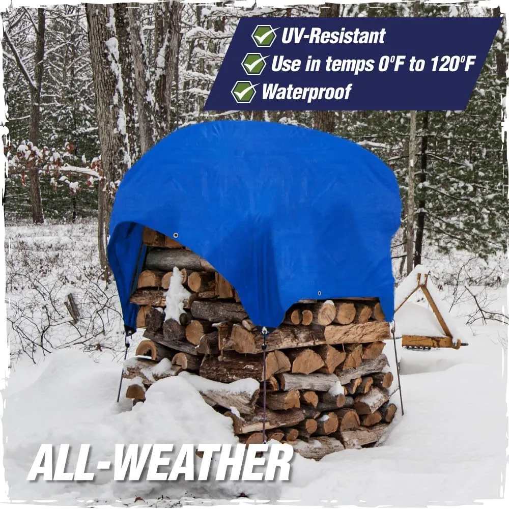 Rugged Rhino All Weather 100% Waterproof Heavy Duty Tarp, 2 Pack, 5 Mil UV Temperature Resistant Tarps, High Durability Multipurpose Cover, for Home Outdoor Patio Winter Leaf Camping, 10x20 Blue