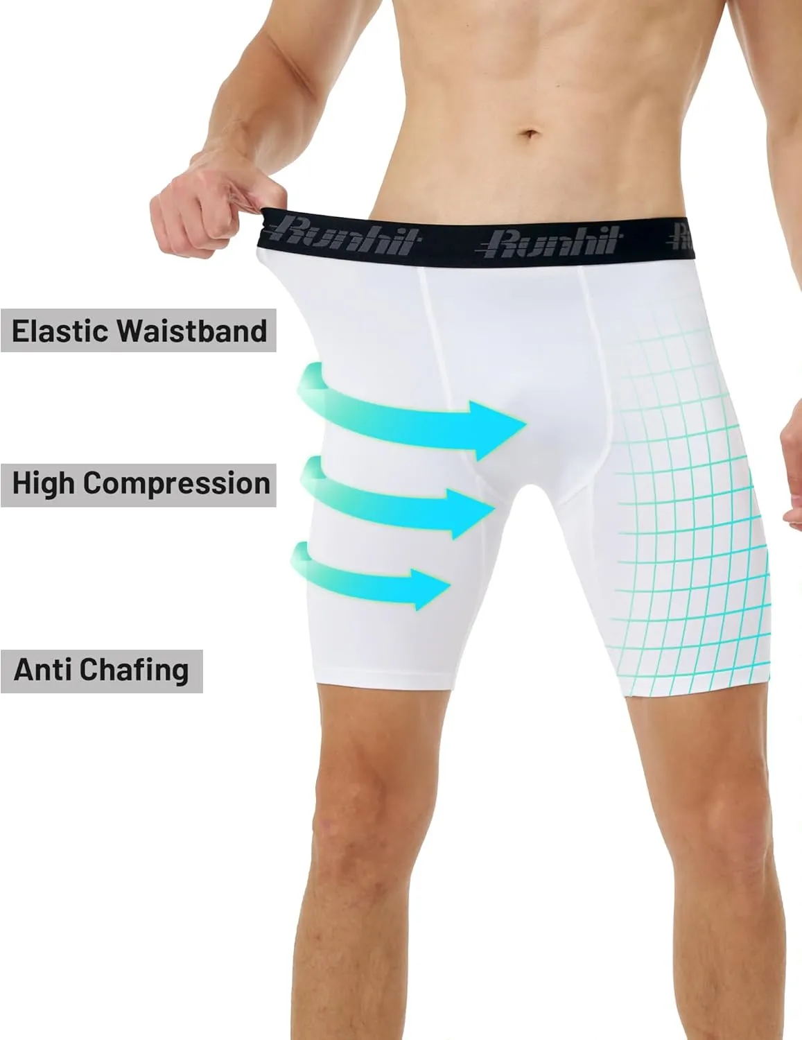 Runhit Men's Compression Shorts with Pockets Athletic Running Spandex Shorts Sports Workout Performance Base Layer Underwear