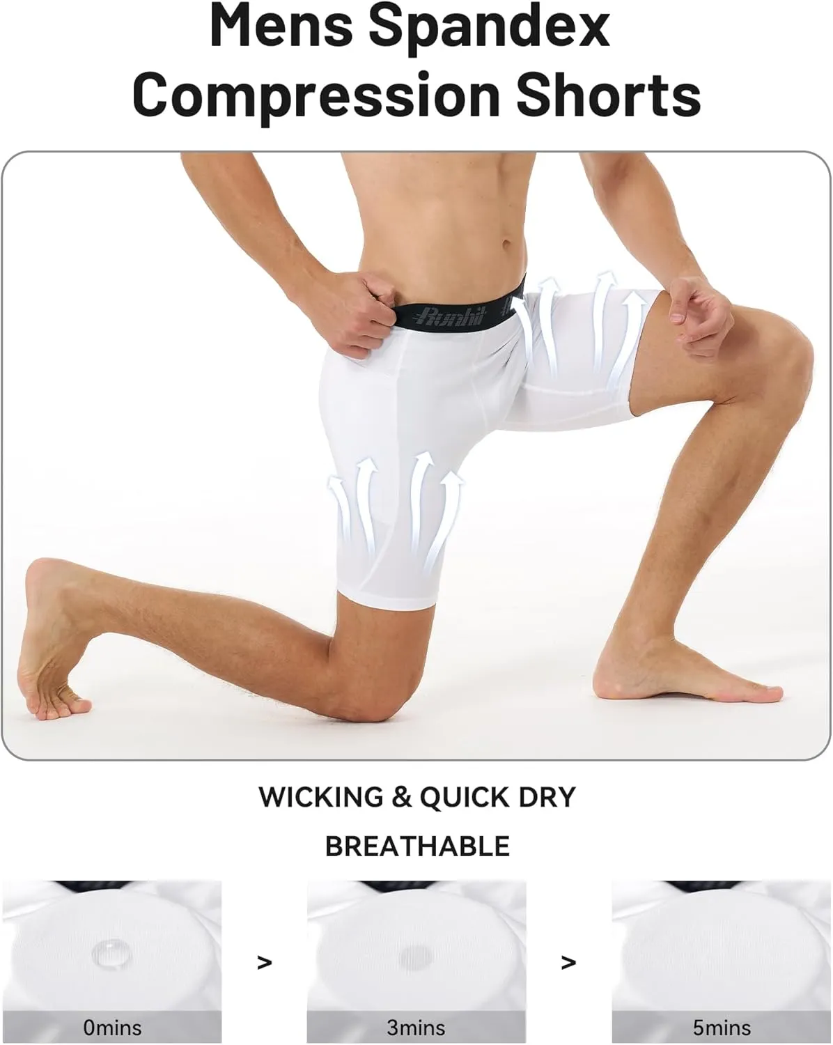 Runhit Men's Compression Shorts with Pockets Athletic Running Spandex Shorts Sports Workout Performance Base Layer Underwear
