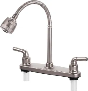 RV Kitchen Faucet Non-Metallic, Flexible Spout for Campers, Motorhomes, Travel Trailers (Brushed Nickled)