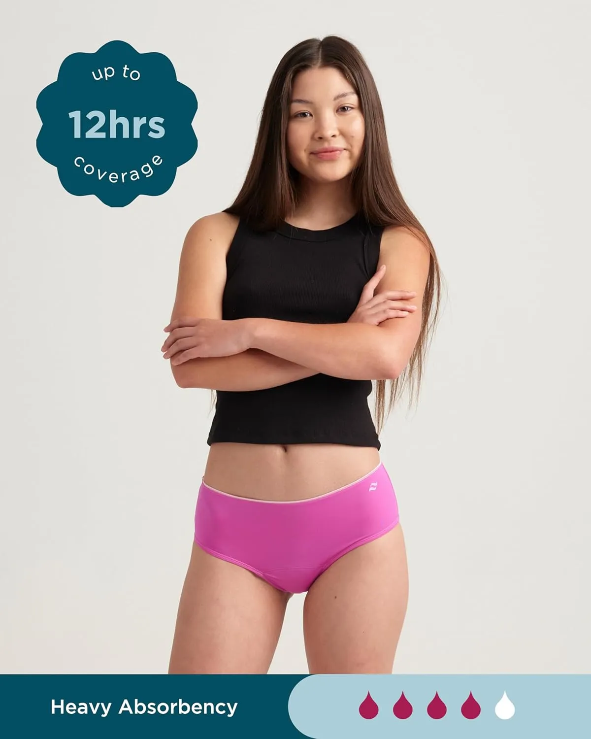 saalt Teen Brief Period Underwear - Leakproof Menstrual Underwear for Teen Girls - Full-Coverage Comfort