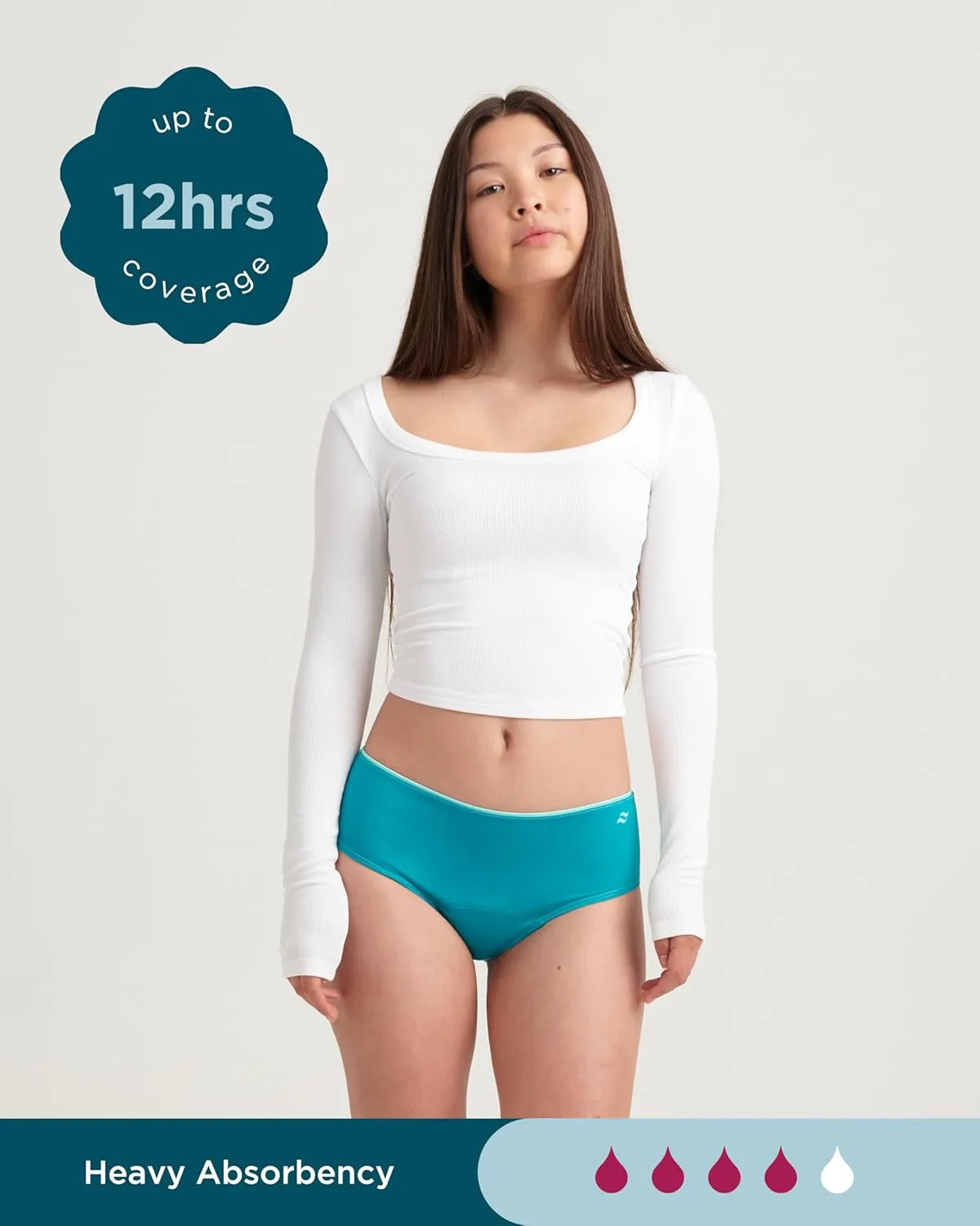 saalt Teen Brief Period Underwear - Leakproof Menstrual Underwear for Teen Girls - Full-Coverage Comfort