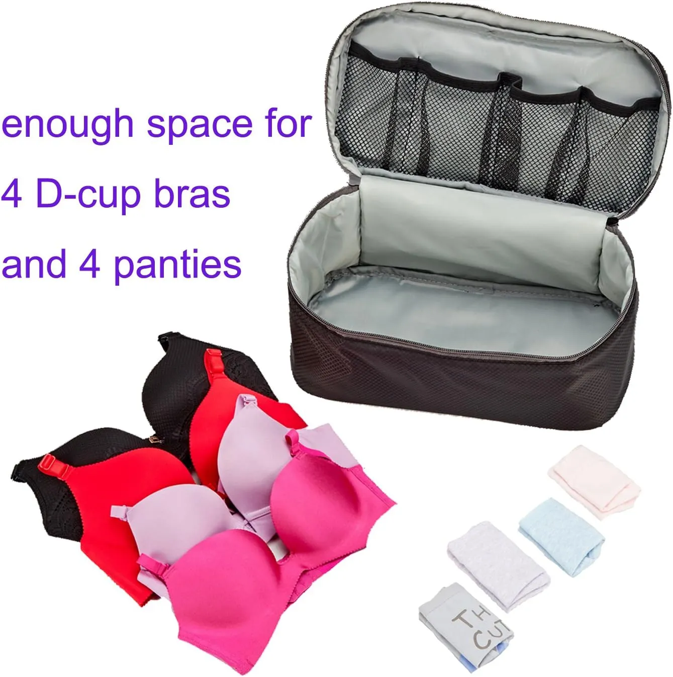 SACSTAR Travel Toiletry Bag for Women, Bra Organizer Underwear Storage Bag For Cosmetics, Toiletries, Hotel, Home, Bathroom, Airplane