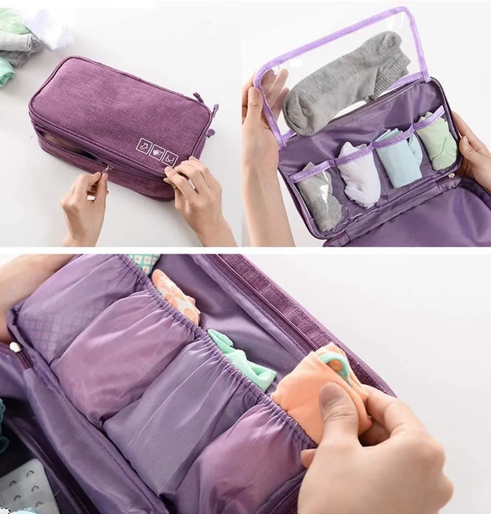 SACSTAR Travel Toiletry Bag for Women, Bra Organizer Underwear Storage Bag For Cosmetics, Toiletries, Hotel, Home, Bathroom, Airplane