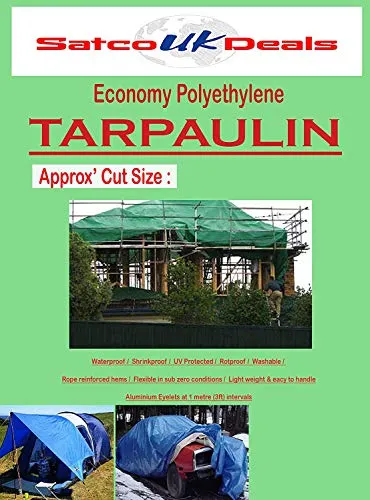 SATCO Deals - Blue *Tarpaulin* Waterproof Camping Heavy Duty Strong Light Weight Ground Sheet 80GSM TARP