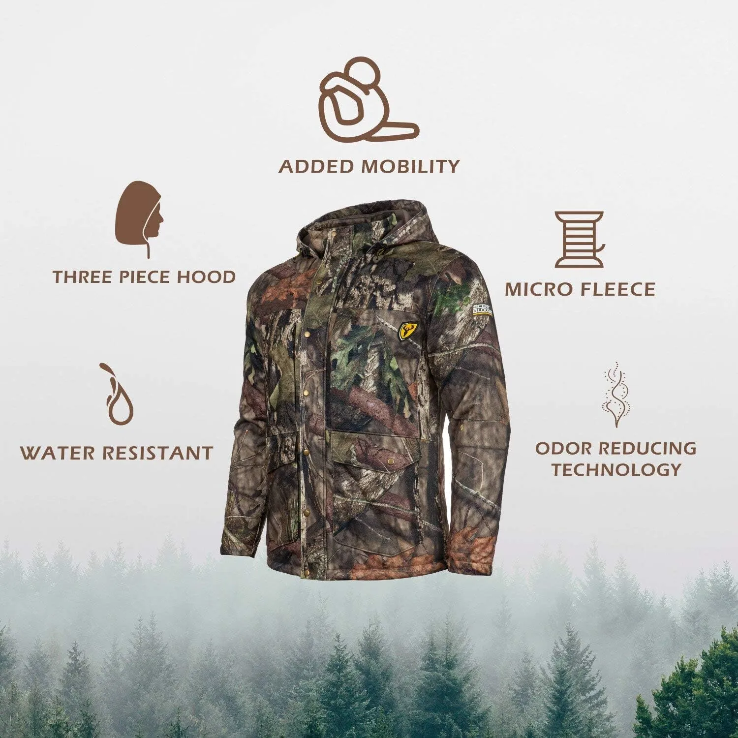 Scent Blocker Whitetail Pursuit Insulated Parka, Micro Fleece, Cold Fusion Catalyst, Water Resistant, Three Piece Hood