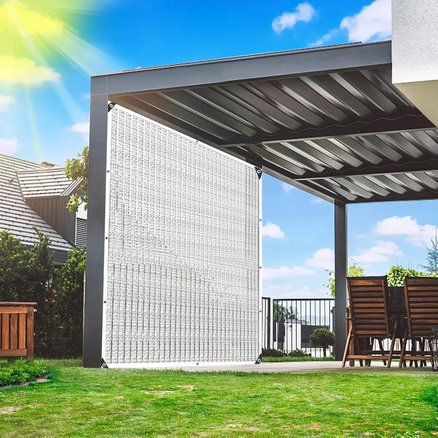 Shade Cloth - 80% Garden Shade Cloth, Mesh Tarp - for Greenhouse Plants Patio Sun Shade - for Cars Pergola Chicken Coops Dogs with Grommets Outdoor Shade Covers