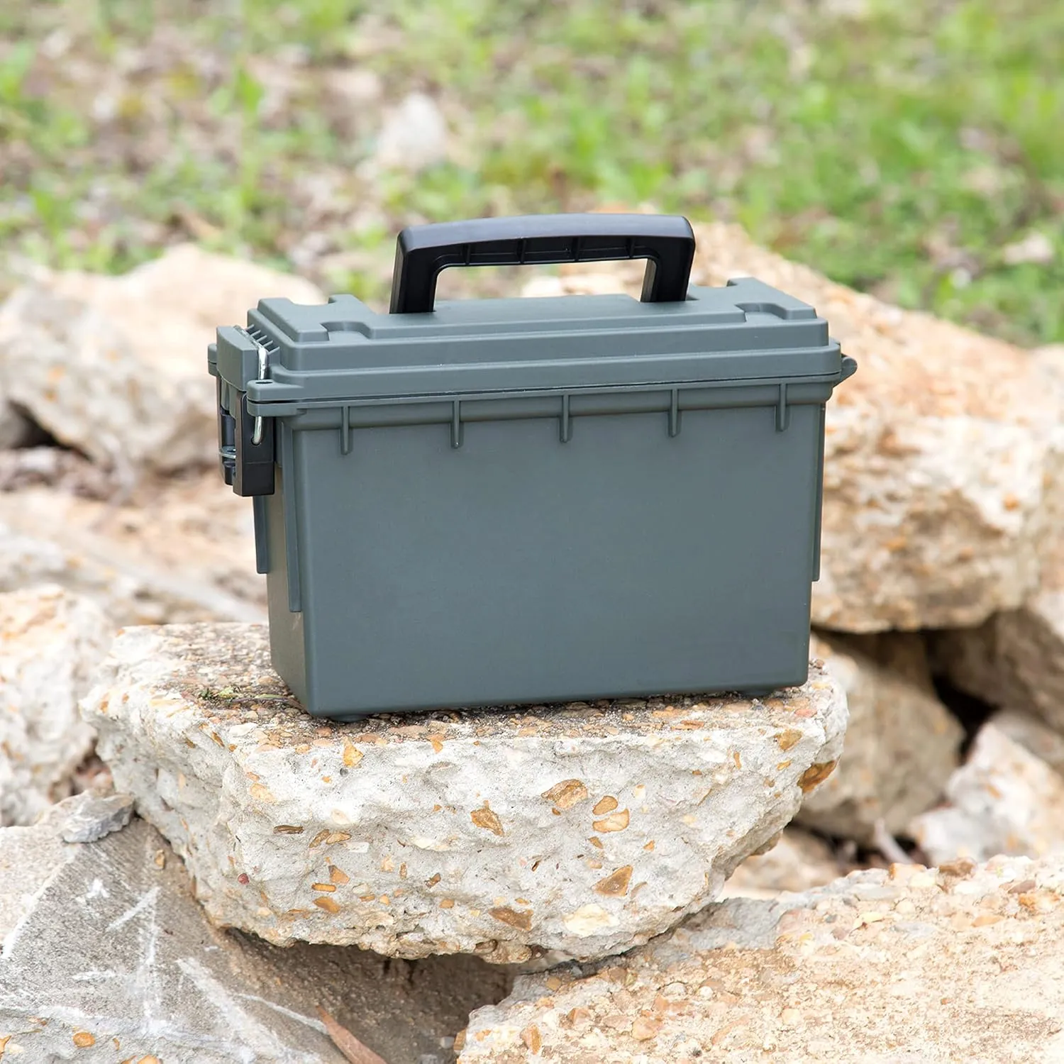Sheffield 12626 Ammo Storage Box, .30 Cal, Water Resistant, Lockable, Made in USA, Green (Pack of 6)