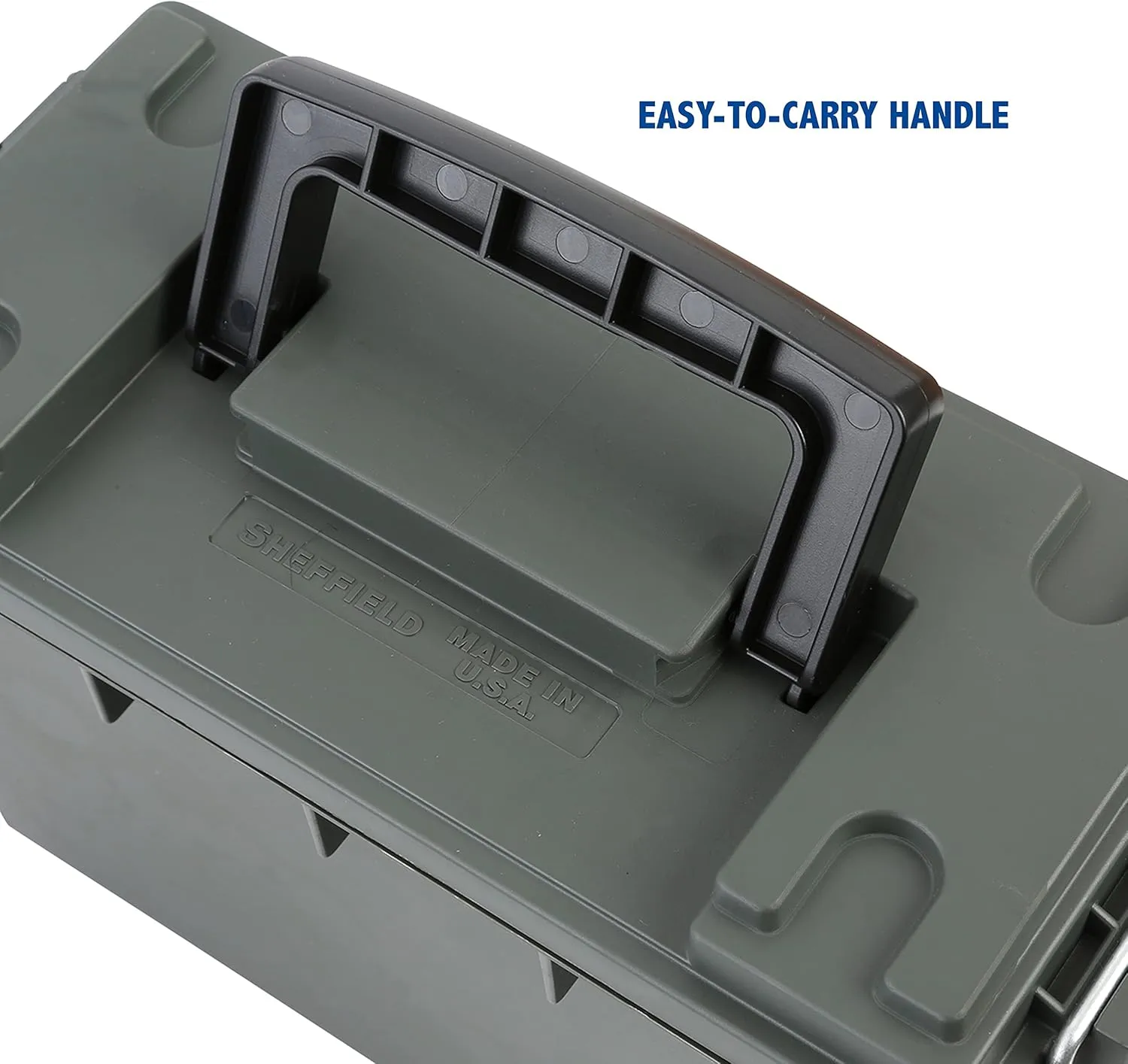 Sheffield 12626 Ammo Storage Box, .30 Cal, Water Resistant, Lockable, Made in USA, Green (Pack of 6)